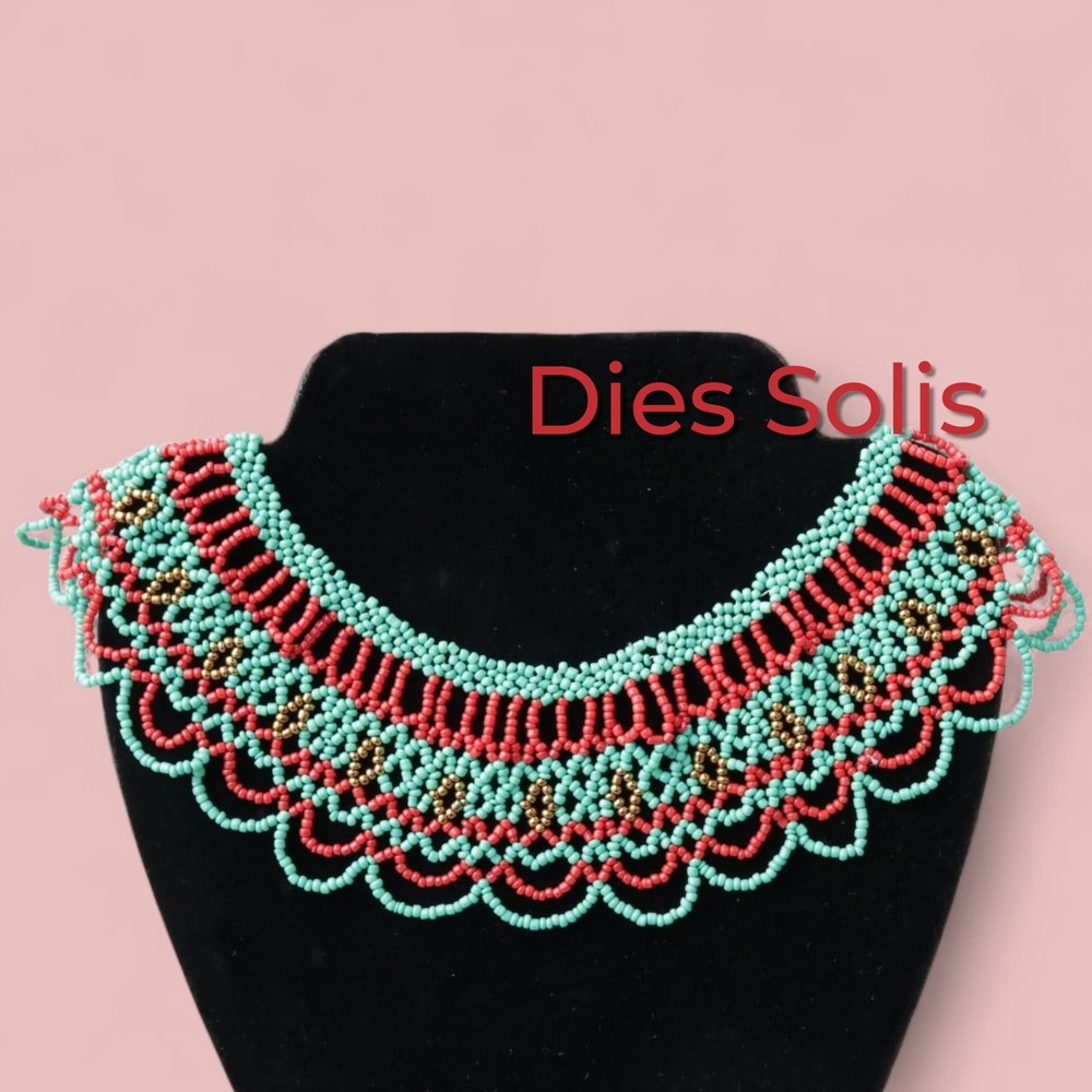 Red and light blueBeaded Necklace